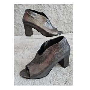 Cordani Italian Black Metallic Leather Upper High Heel Ankle Boots Sz EU 37 US 6